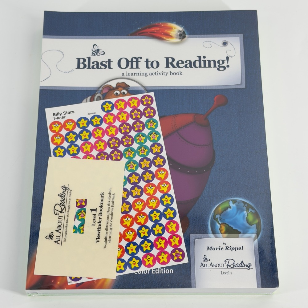 All About Reading Level 1 Student Packet Blast Off to Reading Activity Book New